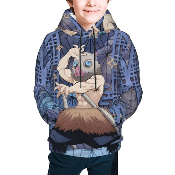 Hashibira Inosuke Teen Boys Girls Hoodies 3D Printed Cool Long Sleeve Hooded Pullover Lightweight Sweatshirt for Kids Youth