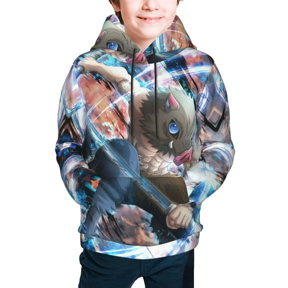 Hashibira Inosuke Teen Boys Girls Hoodies 3D Printed Cool Long Sleeve Hooded Pullover Lightweight Sweatshirt for Kids Youth