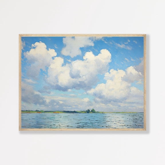 Hashimoto Kansetsu Monkey Reproduction Classic Seascape Wall Art Coastal Clouds Blue Poster