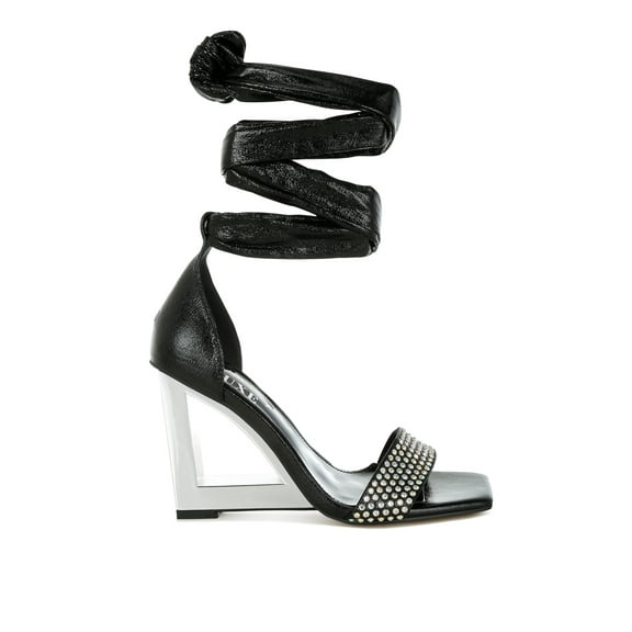 London Rag Hashira AB Rhinestone Studded Lace-Up Fantasy Womens Heels