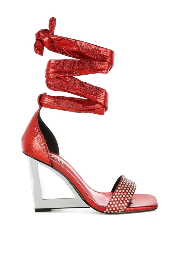 Hashira AB Rhinestone Studded Lace-Up Fantasy Womens Heels