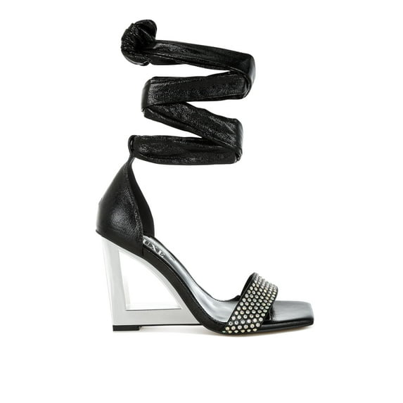 London Rag Hashira AB Rhinestone Studded Lace-Up Fantasy Womens Heels