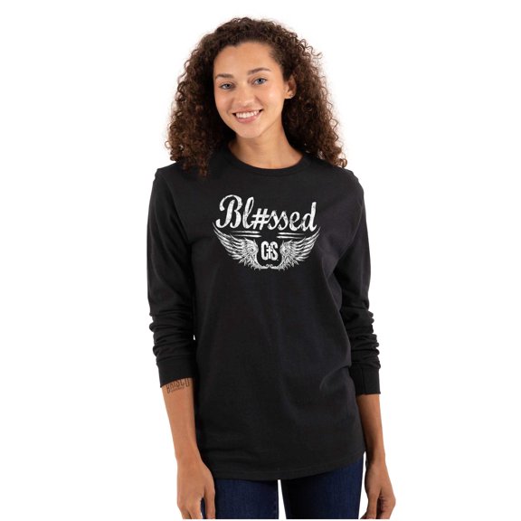 Hashtag Blessed Bless Religious Jesus Long Sleeve TShirt Men Women Brisco Brands S