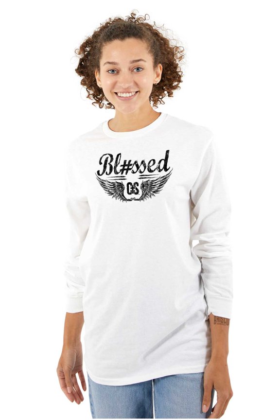 Hashtag Blessed Bless Religious Jesus Long Sleeve TShirt Men Women Brisco Brands S