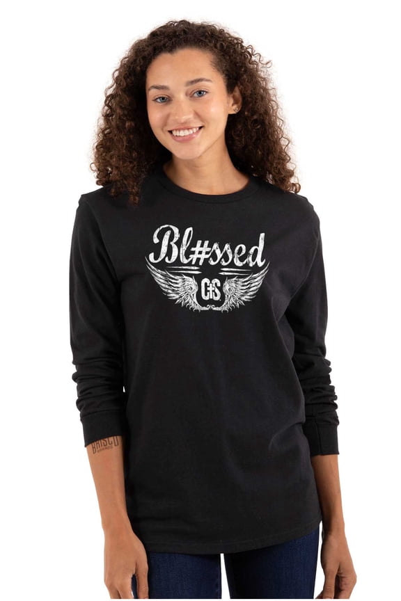 Hashtag Blessed Bless Religious Jesus Long Sleeve TShirt Men Women Brisco Brands X