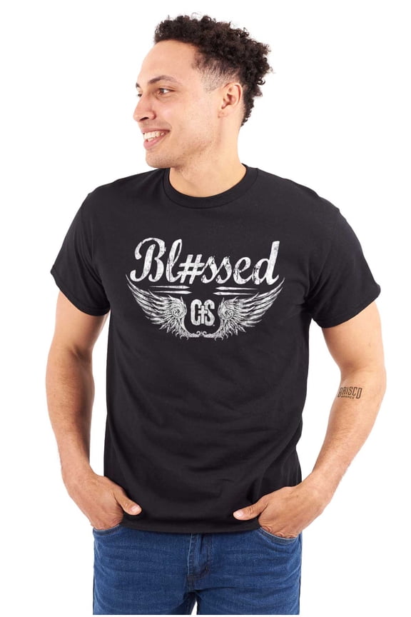 Hashtag Blessed Bless Religious Jesus Men's Graphic T Shirt Tees Brisco Brands M