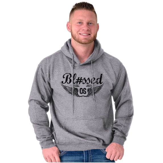 Hashtag Blessed Bless Religious Jesus Unisex Plus Fleece Graphic Hoodie Brisco Brands 3X