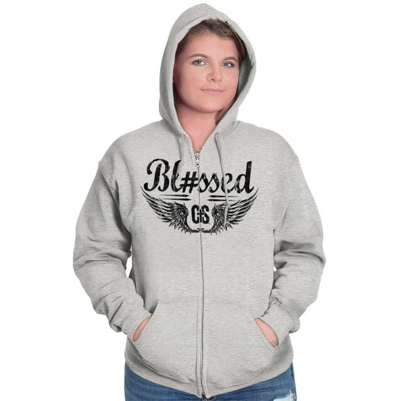 Hashtag Blessed Bless Religious Jesus Zip Up Hoodie Men's Women's Brisco Brands S