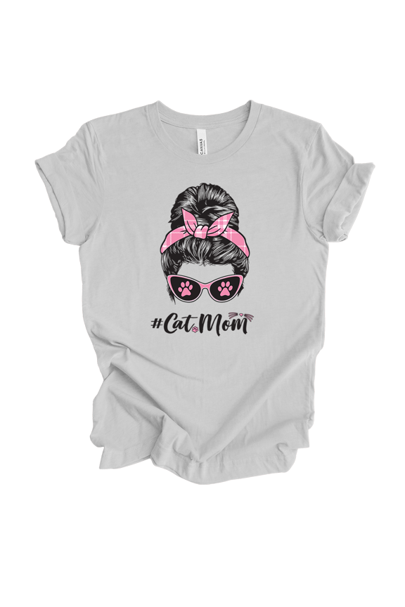 Hashtag Cat Mom Mother's Day Furmom Cat Lover Pet Parent Short Sleeve Ladies Graphic T-Shirt-Athletic Grey-6xl