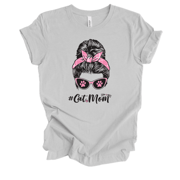Hashtag Cat Mom Mother's Day Furmom Cat Lover Pet Parent Short Sleeve Ladies Graphic T-Shirt-Athletic Grey-xxl