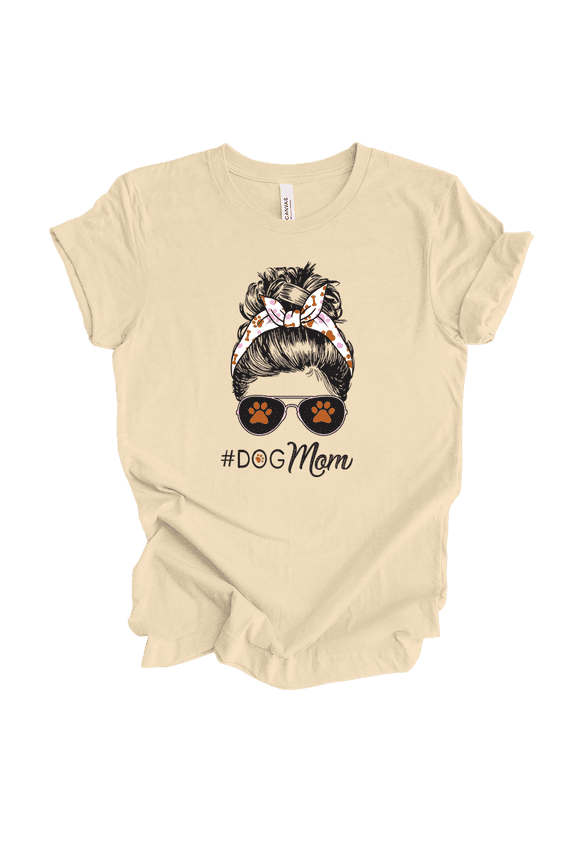 Hashtag Dog Mom Mother's Day Furmom Dog Lover Pet Parent Short Sleeve Ladies Graphic T-Shirt-Soft Cream-small