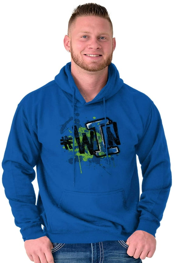 Hashtag I Win Sports Paint Splatter Men's Big & Tall Graphic Hoodie Brisco Brands 5X