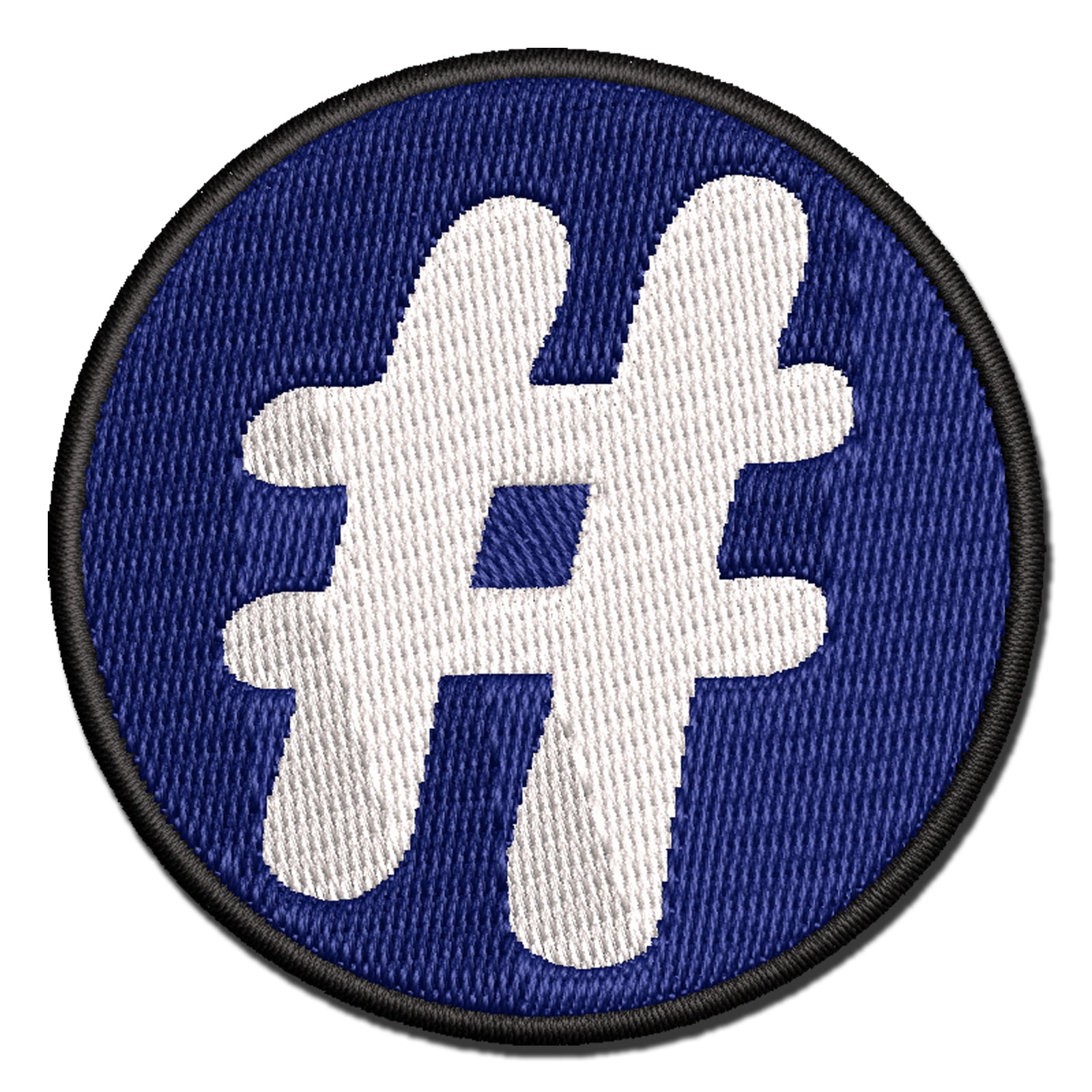 Hashtag Number Sign Applique Multi-Color Embroidered Hook & Loop Patch - 3.5 Inch Large