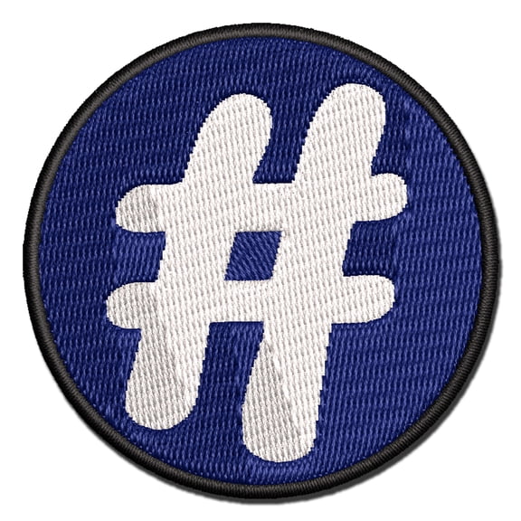 Hashtag Number Sign Applique Multi-Color Embroidered Iron-On Patch - 2.5 Inch Small