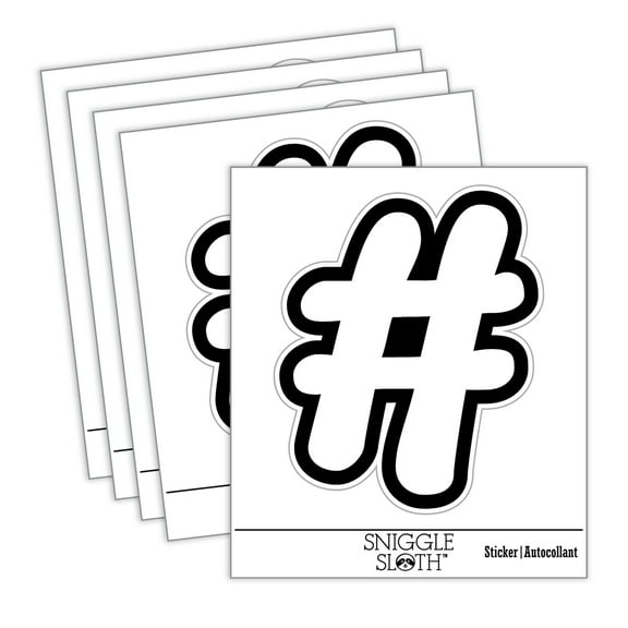 Hashtag Number Sign Car Window Bumper Water Bottle Phone Tablet Laptop Waterproof Vinyl Decal Sticker Set 5-Pack - Gloss Finish - 2.0"