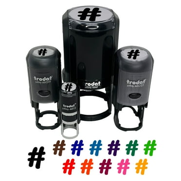 Hashtag Number Sign Self-Inking Rubber Stamp Ink Stamper - Black Ink - Mini 1/2 Inch