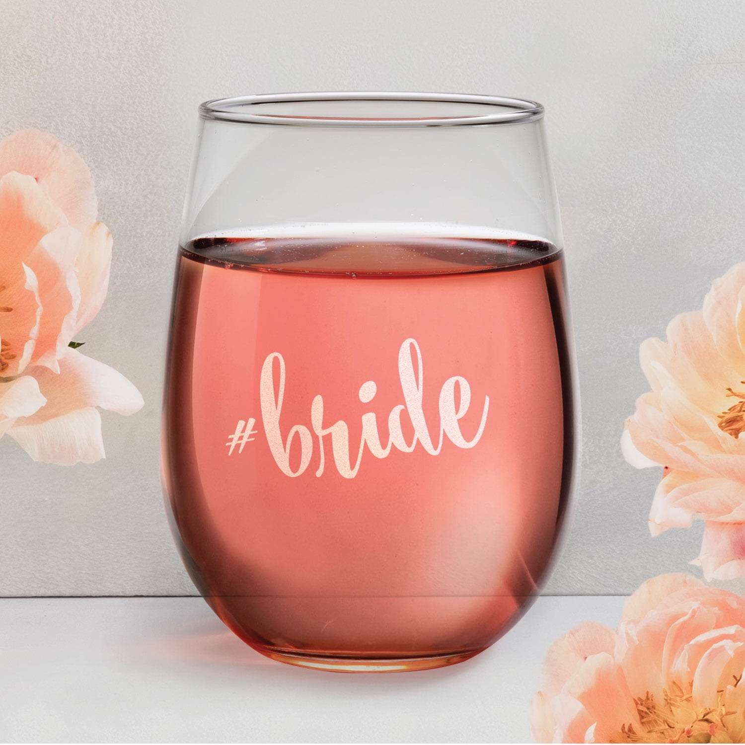 Hashtag Personalized Stemless Wine Glass