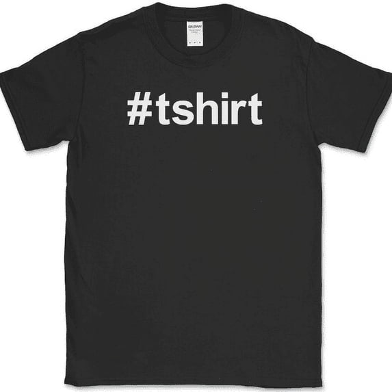 Hashtag T-Shirt Funny Social Media Influencer Humor Novelty Text Tee - Black, 4XL