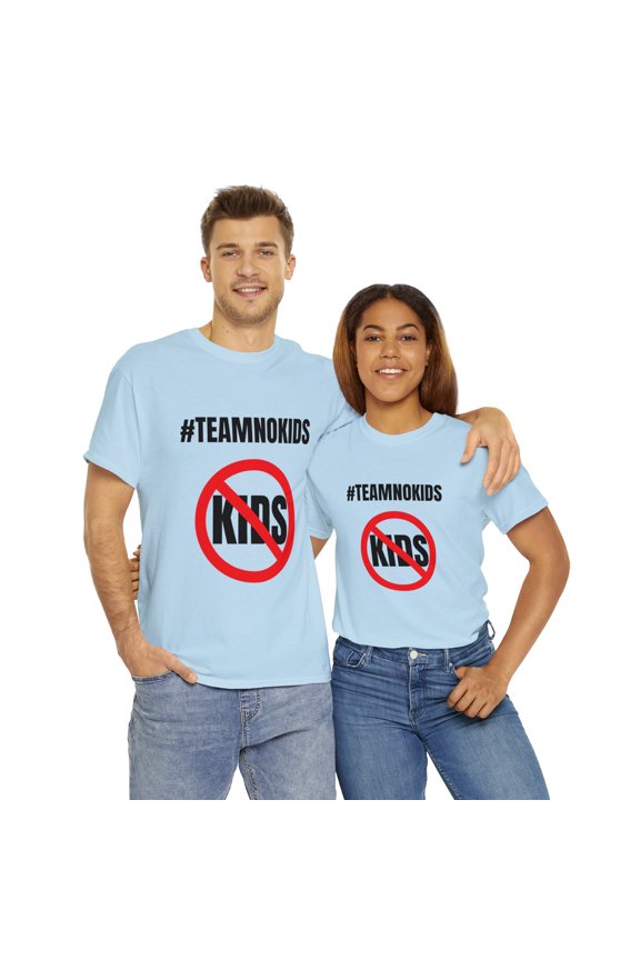 Hashtag Team No Kids Funny Graphic Mother's Day For Non Mother Cotton Tee