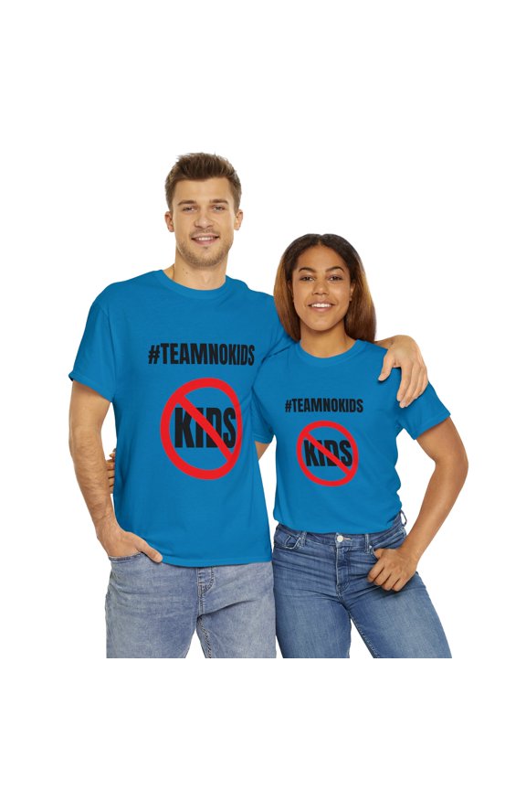 Hashtag Team No Kids Funny Graphic Mother's Day For Non Mother Cotton Tee