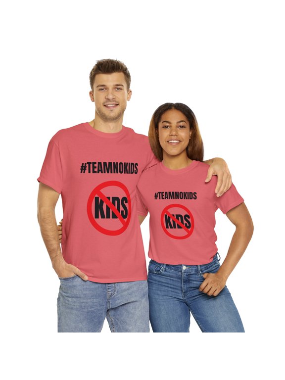 Hashtag Team No Kids Funny Graphic Mother's Day For Non Mother Cotton Tee