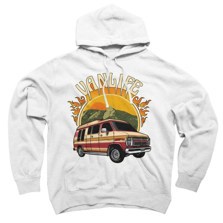 Hashtag Vanlife and Van Dwelling White Graphic Pullover Hoodie Design By Humans L
