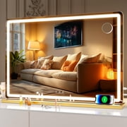 Hasipu 32x 20 LED Vanity Mirror Round Gold Lighted Makeup Mirror with Dimmable 3 Modes, Touch Screen Control