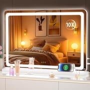 Hasipu 32x 20 LED Vanity Mirror Round White Lighted Makeup Mirror with Dimmable 3 Modes, Touch Screen Control