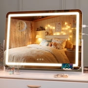 Hasipu 32x 20 LED Vanity Mirror Square Gold Lighted Makeup Mirror with Dimmable 3 Modes, Touch Screen Control