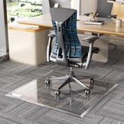 Hasipu 36 x 36 Clear Tempered Glass Chair Mat for Carpet & Hardwood Floors, Beveled Edge Office Chair Mat, Glides Smoothly