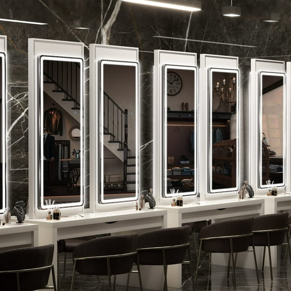 Hasipu 44"x 15.8" LED Over The Door Mirror - Lighted Full Length Hanging Mirror, Black Wall Mounted Dressing Mirror for Bedroom, Bathroom