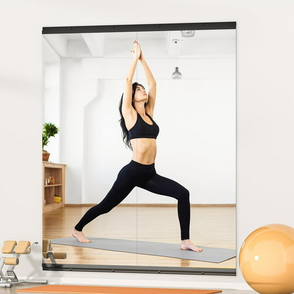 Hasipu 55"x17" Full Length Mirror (2 PCS) - Frameless Wall Mounted Home Gym Mirror, Tempered Glass Mirror for Home Workout, Yoga, Dance Studio & Garage