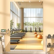 Hasipu 55"x17" Full Length Mirror 2 PCS - Frameless Wall Mounted Mirrors with Aluminum Rail & Glass Clamps, Tempered Glass Large Body Mirror for Home Gym, Yoga Studio, Bedroom