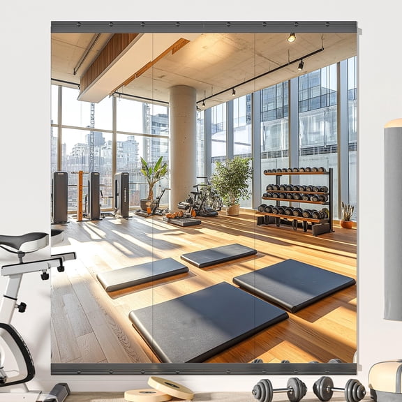 Hasipu 55"x17" Full Length Mirror (3 PCS) - Frameless Wall Mounted Home Gym Mirror, Tempered Glass Mirror for Home Workout, Yoga, Dance Studio & Garage