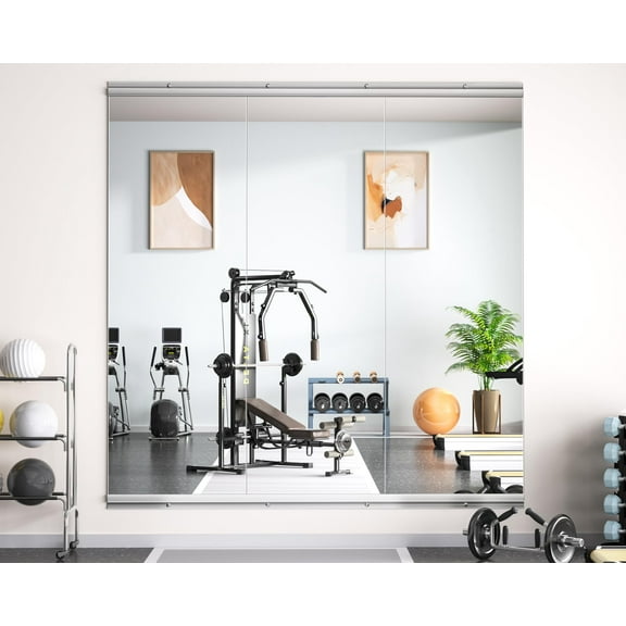 Hasipu 55"x17" Home Gym Mirror (3 PCS) - Large Full Body Wall Mirrors for Yoga, Fitness & Dance Studio, 0.16" Tempered Glass Frameless Mirror for Garage