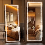 Hasipu 56" x 16" LED Full Length Mirror Wall Mounted Full Body Mirror with Triangle Pattern Lights for Bedroom, Gym, Dressing Room