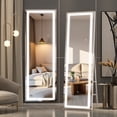 thumbnail image 1 of Hasipu 58" x 18" Rectangle LED Full Length Mirror Dimmable Standing/Wall Mounted Mirror with Lights for Bedroom, Bathroom & Gym, White, 1 of 11