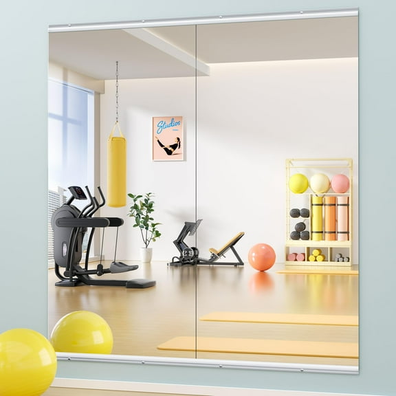 Hasipu 71"x32" Home Gym Mirror (2 PCS) - Large Full Length Wall Mirrors for Yoga, Fitness & Dance Studio, 0.16" Tempered Glass Frameless Mirror for Garage - UL Listed