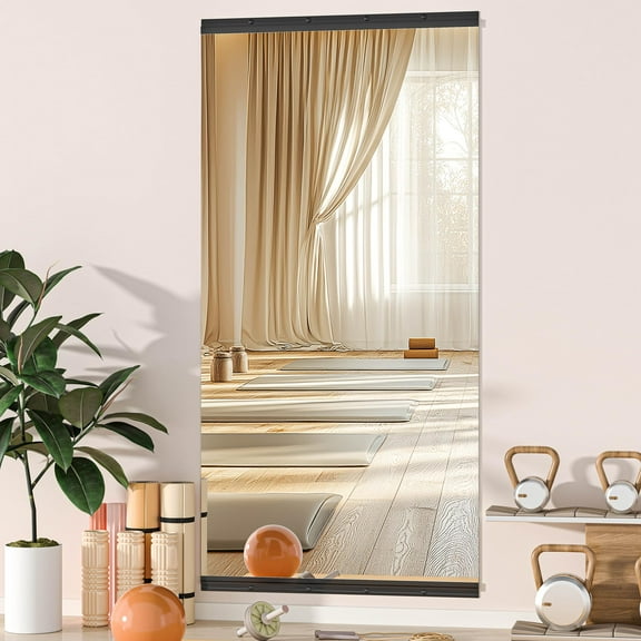 Hasipu 71"x36" Full Length Mirror (1 PCS) - Frameless Wall Mounted Home Gym Mirror, Tempered Glass Mirror for Home Workout, Yoga, Dance Studio & Garage