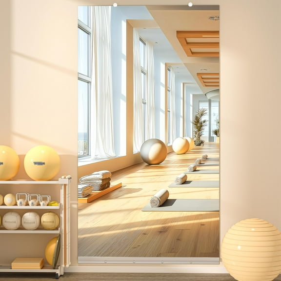 Hasipu 71"x36" Full Length Mirror (1 PCS) - Frameless Wall Mounted Mirrors with Aluminum Rail & Glass Clamps, Tempered Glass Large Body Mirror for Home Gym, Yoga Studio, Bedroom