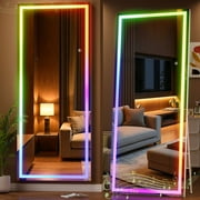 Hasipu 75x28 Full Length Mirror with Lights - LED RGB Bluetooth Floor Mirror with Stand, Wall Mount & Free Standing 7 Colors for Bedroom, Living Room, Cloakroom