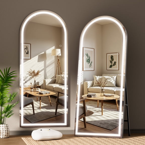 Hasipu 81" x 33" LED Arch Full Length Mirror, Black Frame Mirror with Lights Wall Mounted Free Standing Leaning for Bedroom, Living Room, Dressing Area