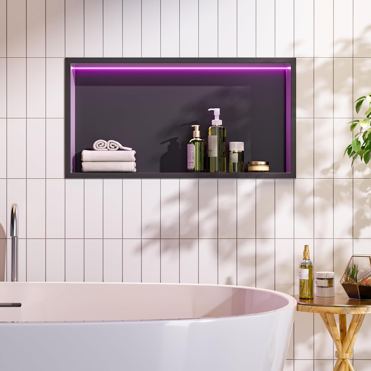Hasipu Stainless Steel 24 * 12 Shower Niche Matte Black Waterproof LED Light Strip Bathroom Wall ...
