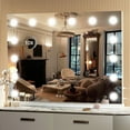 thumbnail image 1 of Hasipu 32" x 24" LED Lighted Makeup Mirror with 14 Dimmable LEDs White Vanity Mirror with 10X Magnification for Bathroom & Dressing Table, 1 of 7