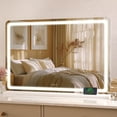 thumbnail image 1 of Hasipu Vanity Mirror with Lights, 40" x 32" LED Makeup Mirror, Lighted Makeup Mirror with Dimmable 3 Modes, Touch Screen Control Vanity Mirror Round White, 1 of 10