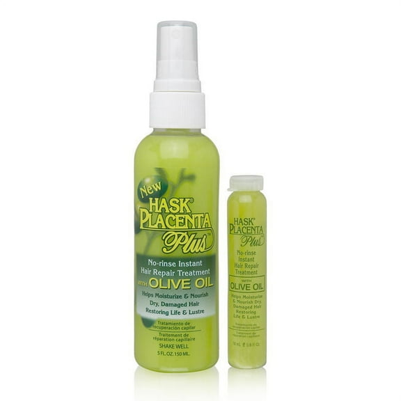 Hask Placenta No-Rinse Instant Hair Repair Treatment with Olive Oil 5.0 oz Spray