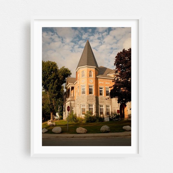 Haskell Free Library, Derby Line - Derby Vermont Photography Architecture Victorian Church Library White Framed Wall Art Print 5 x 7 inches