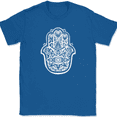 thumbnail image 1 of Hasma T-Shirt Cosmic Protection Jewdism Hebrew Religious Hand Tee - Royal Blue, L, 1 of 1