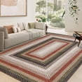 thumbnail image 1 of Hasoo 10' x 13' Area Rug Geometric Low Pile Carpet for Dorm Dining Room Home Decor Braided Texture Bordered Indoor Rug, Black Red, 1 of 6