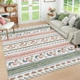 thumbnail image 1 of Hasoo 10' x 13' Area Rug Geometric Low Pile Carpet for Dorm Dining Room Home Decor Floral Pattern Indoor Rug, Green Pink, 1 of 6